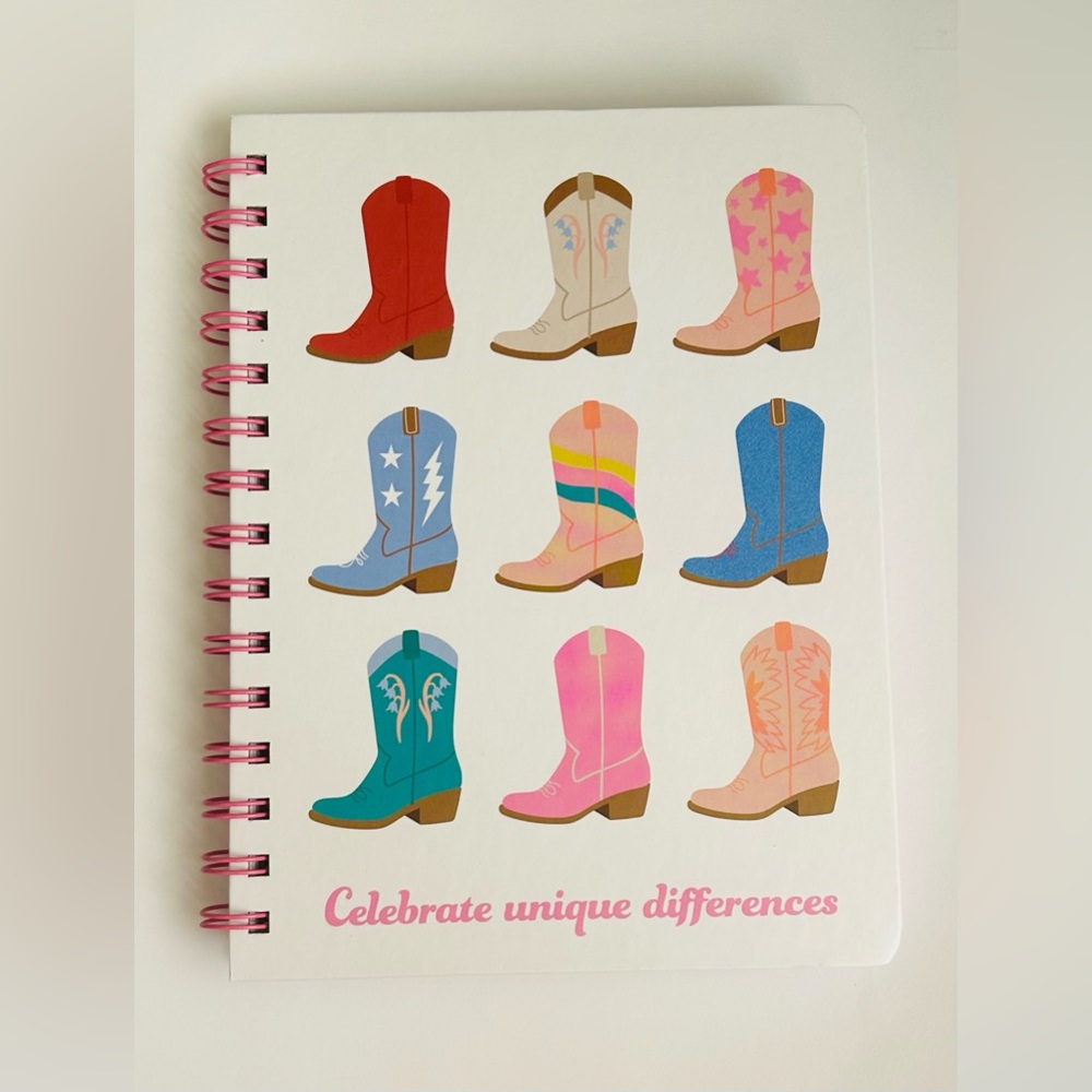 New Spiral Hard Cover Journal Cowgirl Boots 80 Lined Pages Notebook made Vietnam